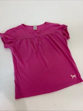 Vineyard Vines Girls' Hot Pink Short Sleeve Henley Tee
